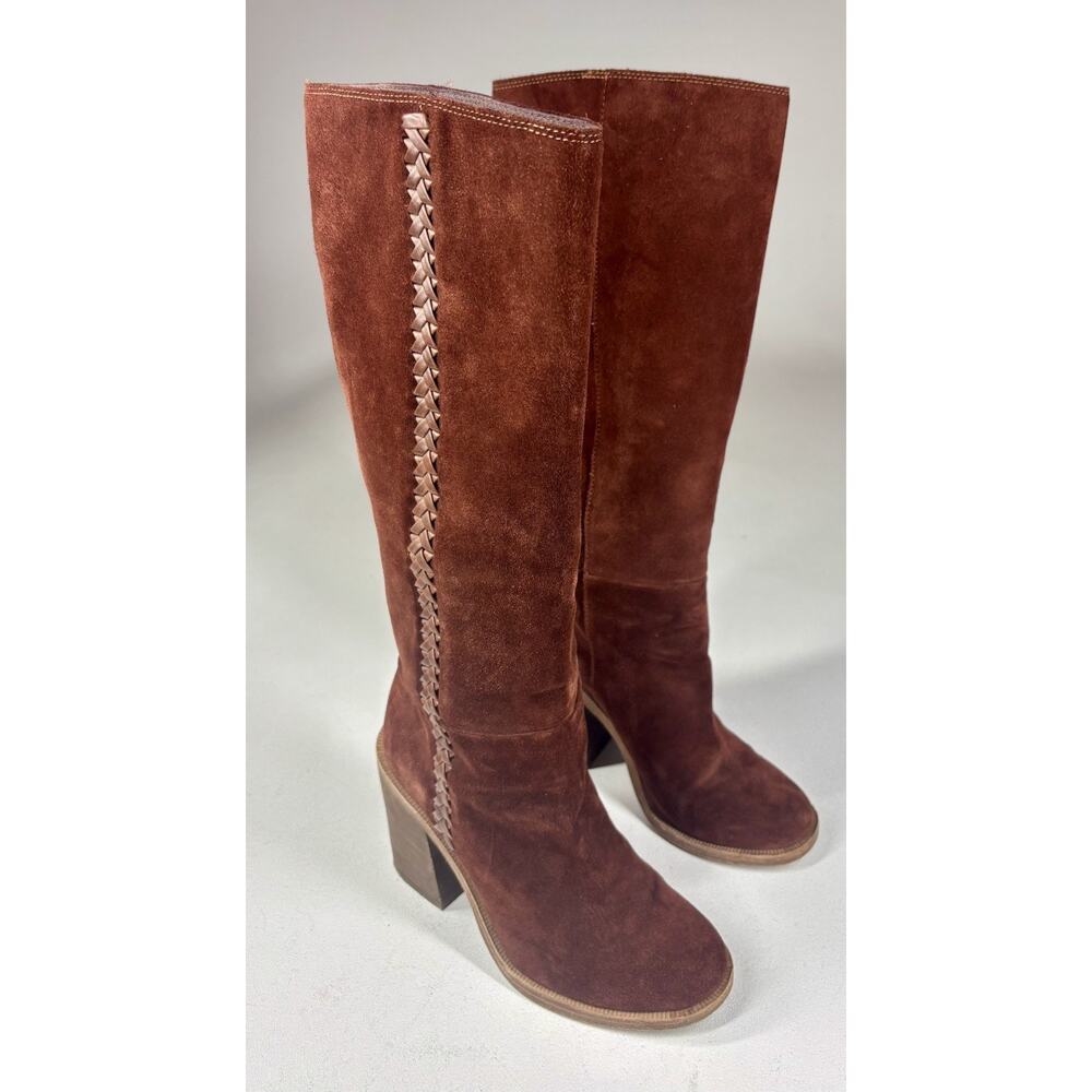 UGG Women’s Knee High Pull On Whipstitch Suede Leather Boots Brown Size 7 Boho